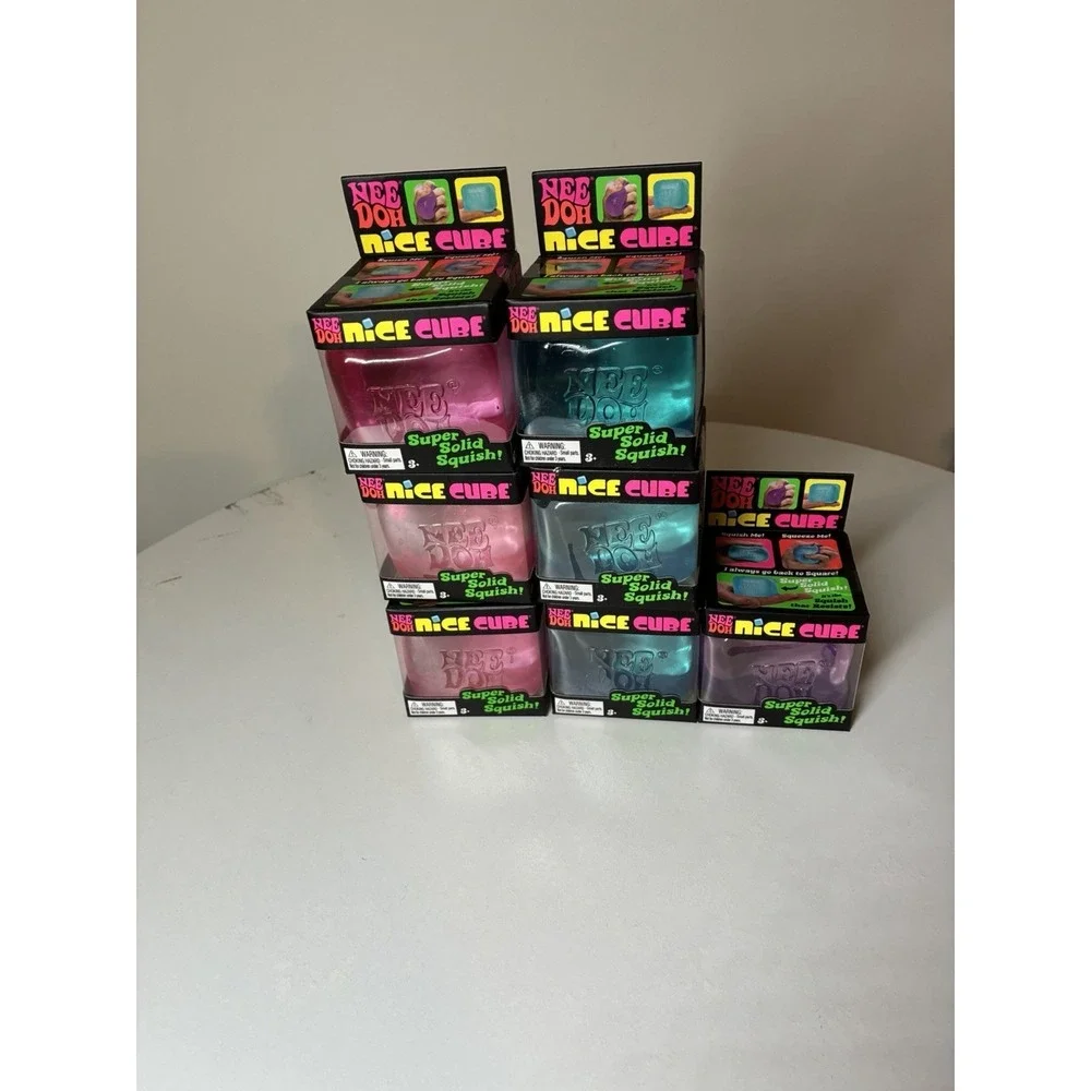 Nee Doh Nice Cube Schylling Slow Squish Fidget Sensory Toy All New Lot Of 7